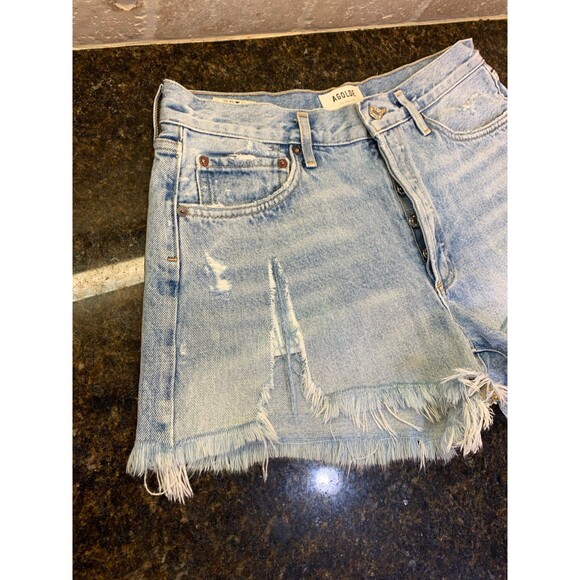 Agolde Parker Distressed Button Fly Raw Hem Swapmeet Wash Shorts Size 29 EUC - Picture 9 of 11